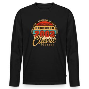 Retro 20 Jahre Dezember 2002 Geburtstag Vintage - Männer Premium Bio Langarmshirt - Schwarz - Vorne - Nico (187cm)