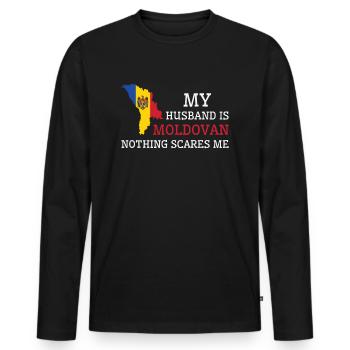 Nothing Scares Me Moldovan Husband Moldova - Men's Premium Organic Long Sleeve Shirt - black - Front - Nico (187cm)