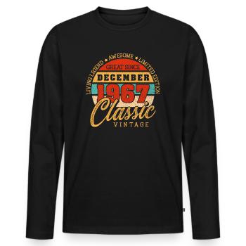 Retro 55 Jahre Dezember 1967 Geburtstag Vintage - Männer Premium Bio Langarmshirt - Schwarz - Vorne - Nico (187cm)