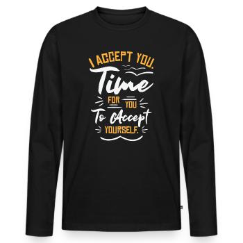 Inspirierender Motivator Selbstfürsorge - Männer Premium Bio Langarmshirt - Schwarz - Vorne - Nico (187cm)