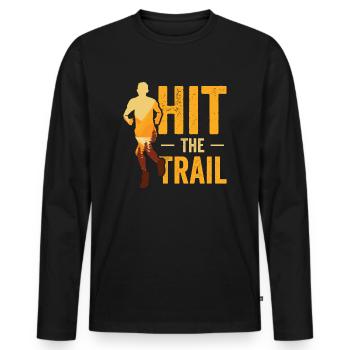 Courir dans la forêt Course en sentier Coureurs Jogging Joggers - T-shirt manches longues Premium bio Homme - noir - Devant - Nico (187cm)