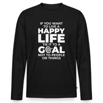 Goal Life Quotes Happy Positive Message - Men's Premium Organic Long Sleeve Shirt - black - Front - Nico (187cm)