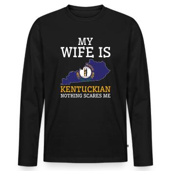 Rien ne me fait peur femme du Kentucky - T-shirt manches longues Premium bio Homme - noir - Devant - Nico (187cm)