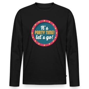 Party Time Retro Light Glowing Street Sign - T-shirt manches longues Premium bio Homme - noir - Devant - Nico (187cm)
