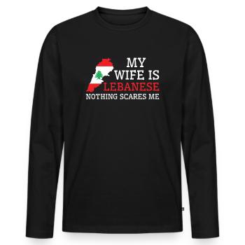 Nichts macht mir Angst, libanesische Ehefrau aus - Männer Premium Bio Langarmshirt - Schwarz - Vorne - Nico (187cm)