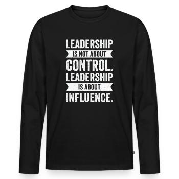 Leadership Wisdom Quotes Leader Inspire Motivator - Men's Premium Organic Long Sleeve Shirt - black - Front - Nico (187cm)