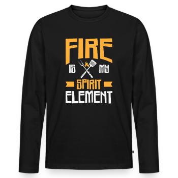 Kochen Grillen Feuergeist Element Koch und Griller - Männer Premium Bio Langarmshirt - Schwarz - Vorne - Nico (187cm)