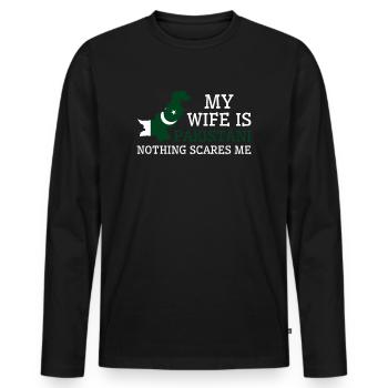 Nothing Scares Me Pakistani Wife Pakistan - Men's Premium Organic Long Sleeve Shirt - black - Front - Nico (187cm)