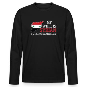 Nothing Scares Me Syrian Wife Syria - Men's Premium Organic Long Sleeve Shirt - black - Front - Nico (187cm)
