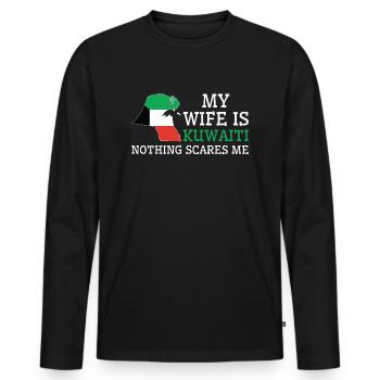 Rien ne me fait peur femme koweïtienne Koweït - T-shirt manches longues Premium bio Homme - noir - Devant - Nico (187cm)