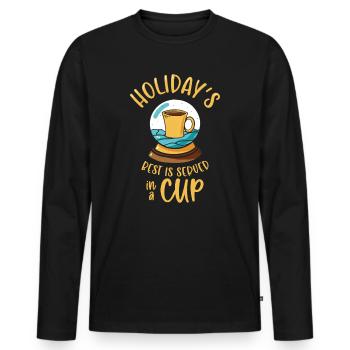 Weihnachten Schneekugel Kaffee Koffein Liebhaber - Männer Premium Bio Langarmshirt - Schwarz - Vorne - Nico (187cm)