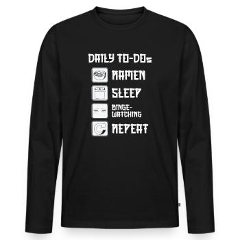 Movie Fan Daily Binge Watcher Ramen Lover - Men's Premium Organic Long Sleeve Shirt - black - Front - Nico (187cm)