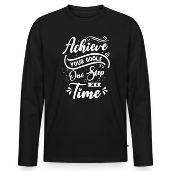 Goal Typography Life Quotes Positive Message - Men's Premium Organic Long Sleeve Shirt - black - Front - Nico (187cm)