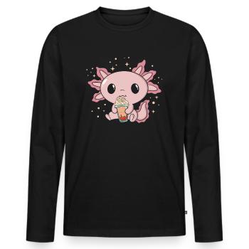 Axolotl Amateur de café Citrouille Spice Latte Axolotl - T-shirt manches longues Premium bio Homme - noir - Devant - Nico (187cm)