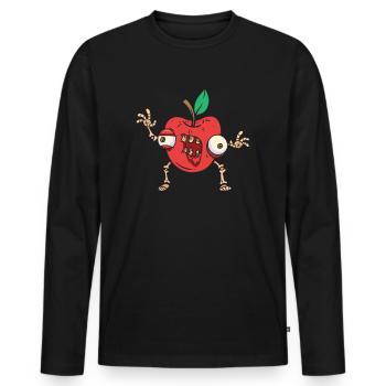 Halloween Apple Zombie Food Fruit Monster Spooky - Men's Premium Organic Long Sleeve Shirt - black - Front - Nico (187cm)