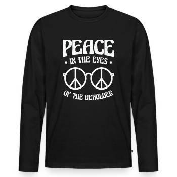 Peace Sign Vintage Glasses Peace Lover Positivity - Men's Premium Organic Long Sleeve Shirt - black - Front - Nico (187cm)