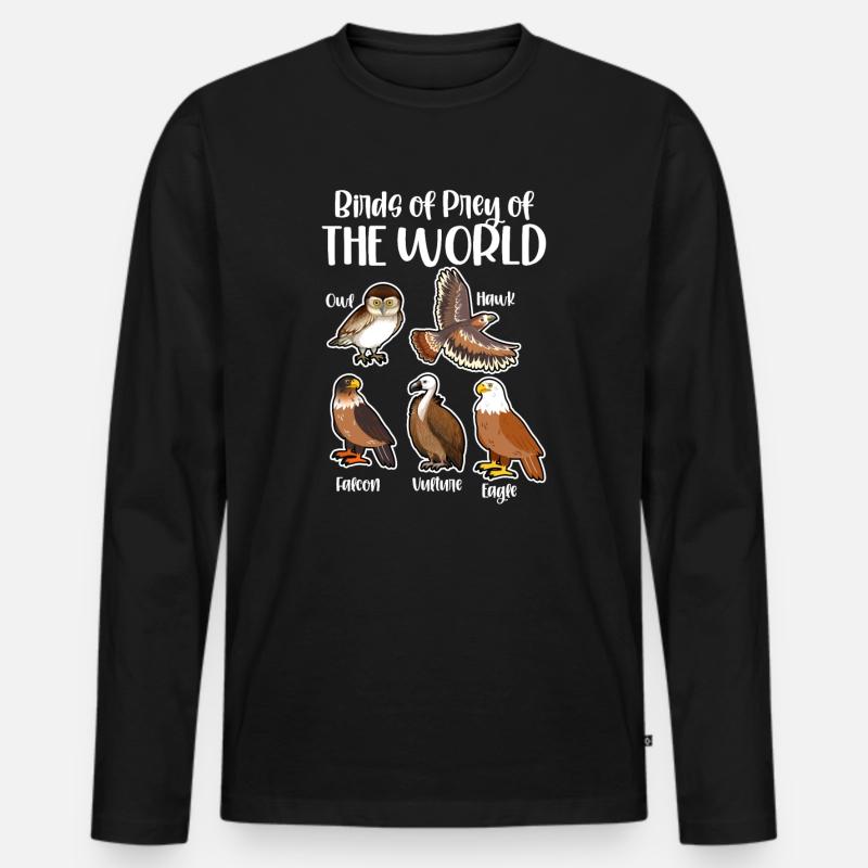 Raubvögel der Welt - Männer Premium Bio Langarmshirt - Schwarz
