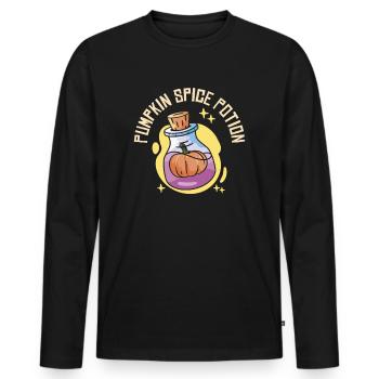 Pumpkin Spice Potion Coffee Enthusiast Halloween - Men's Premium Organic Long Sleeve Shirt - black - Front - Nico (187cm)