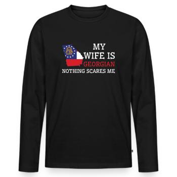 Rien ne me fait peur femme géorgienne Georgia - T-shirt manches longues Premium bio Homme - noir - Devant - Nico (187cm)