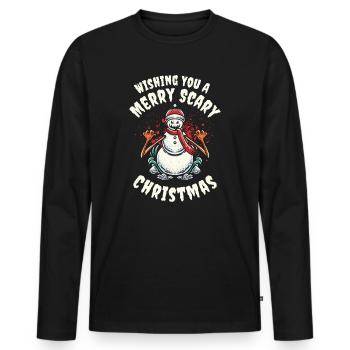 Frohe schaurige Weihnachten Halloween - Männer Premium Bio Langarmshirt - Schwarz - Vorne - Nico (187cm)