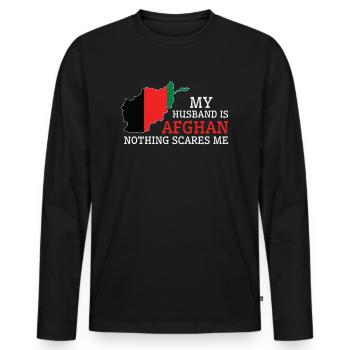 Rien ne me fait peur mari afghan - T-shirt manches longues Premium bio Homme - noir - Devant - Nico (187cm)