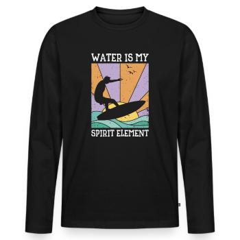 Wasserwelle Geist Element Ozean Surfer - Männer Premium Bio Langarmshirt - Schwarz - Vorne - Nico (187cm)