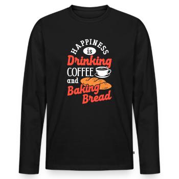 Baking Bread Drinking Coffee Caffeine Bread Baker - Men's Premium Organic Long Sleeve Shirt - black - Front - Nico (187cm)