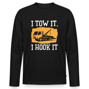 Tow Truck Driver Skilled Trucker Towing Hooking - Men's Premium Organic Long Sleeve Shirt - black - Front - Nico (187cm)
