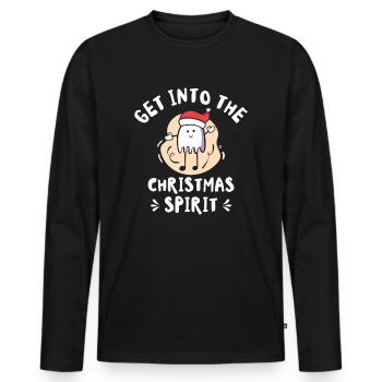 Weihnachten Niedliches Gespenst Halloween - Männer Premium Bio Langarmshirt - Schwarz - Vorne - Nico (187cm)
