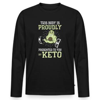 Keto Diet Workout Nutritionniste Avocat - T-shirt manches longues Premium bio Homme - noir - Devant - Nico (187cm)