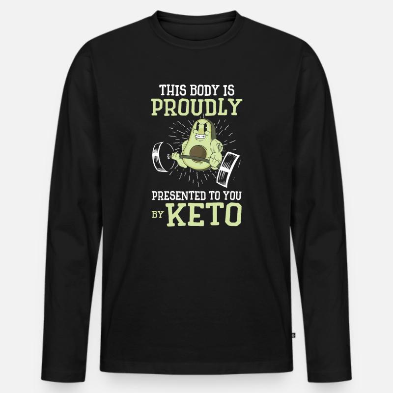Keto-Diät Workout Ernährungsberater Avocado - Männer Premium Bio Langarmshirt - Schwarz