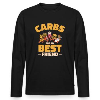 Kohlenhydrate Bester Freund Fast Food Gesundheit - Männer Premium Bio Langarmshirt - Schwarz - Vorne - Nico (187cm)