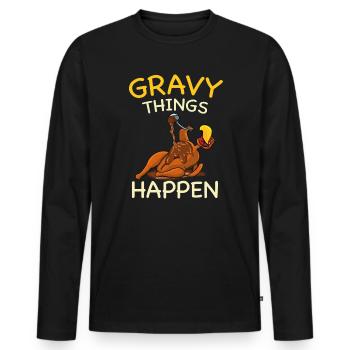 Thanksgiving Gravy Les choses arrivent Thanksgiving - T-shirt manches longues Premium bio Homme - noir - Devant - Nico (187cm)