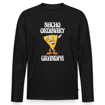 Fête des grands-parents Grand-père Nacho Papa Blague - T-shirt manches longues Premium bio Homme - noir - Devant - Nico (187cm)