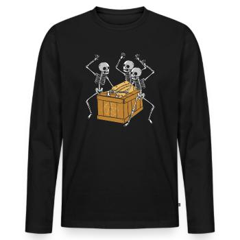 Rétro squelette d’Halloween jouant Ouija horreur - T-shirt manches longues Premium bio Homme - noir - Devant - Nico (187cm)
