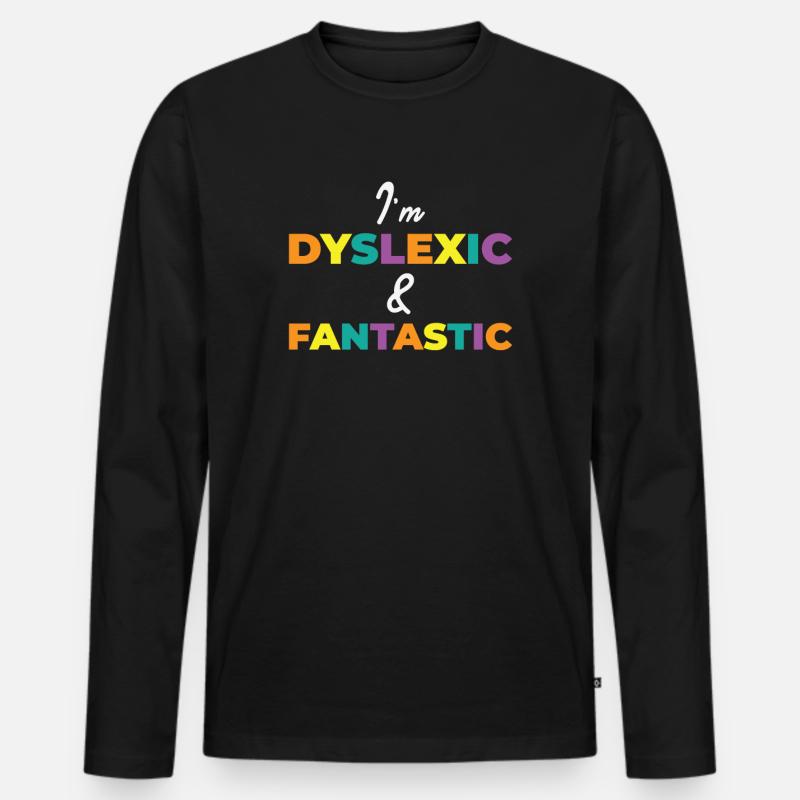 Legasthenie-Bewusstsein Bunte Lernbehinderung - Männer Premium Bio Langarmshirt - Schwarz