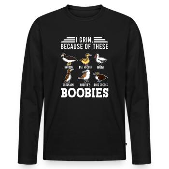 Funny Booby Seabirds Collection - Men's Premium Organic Long Sleeve Shirt - black - Front - Nico (187cm)
