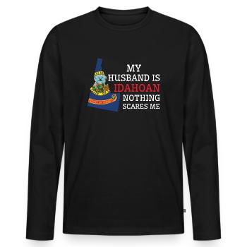 Nothing Scares Me Idahoan Husband Idaho - Men's Premium Organic Long Sleeve Shirt - black - Front - Nico (187cm)