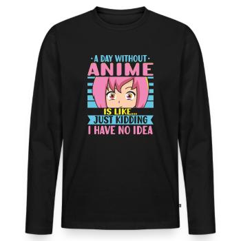Anime Girl Manga Eyes Ein Tag ohne Anime - Männer Premium Bio Langarmshirt - Schwarz - Vorne - Nico (187cm)