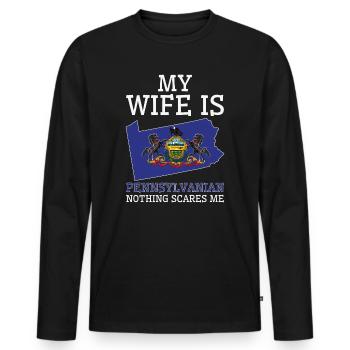Rien ne me fait peur Pennsylvanian Wife - T-shirt manches longues Premium bio Homme - noir - Devant - Nico (187cm)