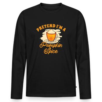 Pumpkin Spice Latte Halloween Costume Café Lover - T-shirt manches longues Premium bio Homme - noir - Devant - Nico (187cm)