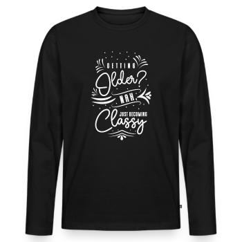 Grands-parents élégants Typographie vintage classique - T-shirt manches longues Premium bio Homme - noir - Devant - Nico (187cm)