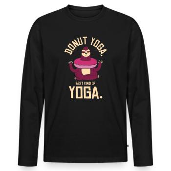 Donut Yoga Sloth Donut Sloth Lover Yoga Meditation - Men's Premium Organic Long Sleeve Shirt - black - Front - Nico (187cm)