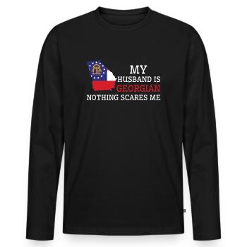 Rien ne me fait peur mari géorgien - T-shirt manches longues Premium bio Homme - noir - Devant - Nico (187cm)