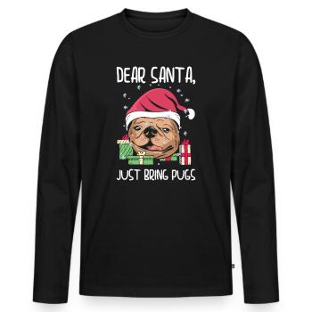 Chère Fête du Père Noël Carlin de Noël - T-shirt manches longues Premium bio Homme - noir - Devant - Nico (187cm)