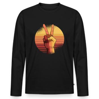 Peace Sign Vintage Peace Lover Positivity Retro - Men's Premium Organic Long Sleeve Shirt - black - Front - Nico (187cm)