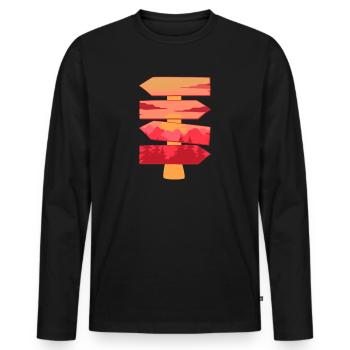 Destination randonnée Schild Scenery - T-shirt manches longues Premium bio Homme - noir - Devant - Nico (187cm)