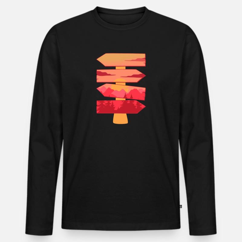Wanderziel Schild Scenery - Männer Premium Bio Langarmshirt - Schwarz