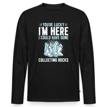 Rockhound Rock Collector Mineral Gems Rock Hunter - Men's Premium Organic Long Sleeve Shirt - black - Front - Nico (187cm)