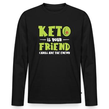 Keto Diet Nutritionniste Avocat Fruit - T-shirt manches longues Premium bio Homme - noir - Devant - Nico (187cm)